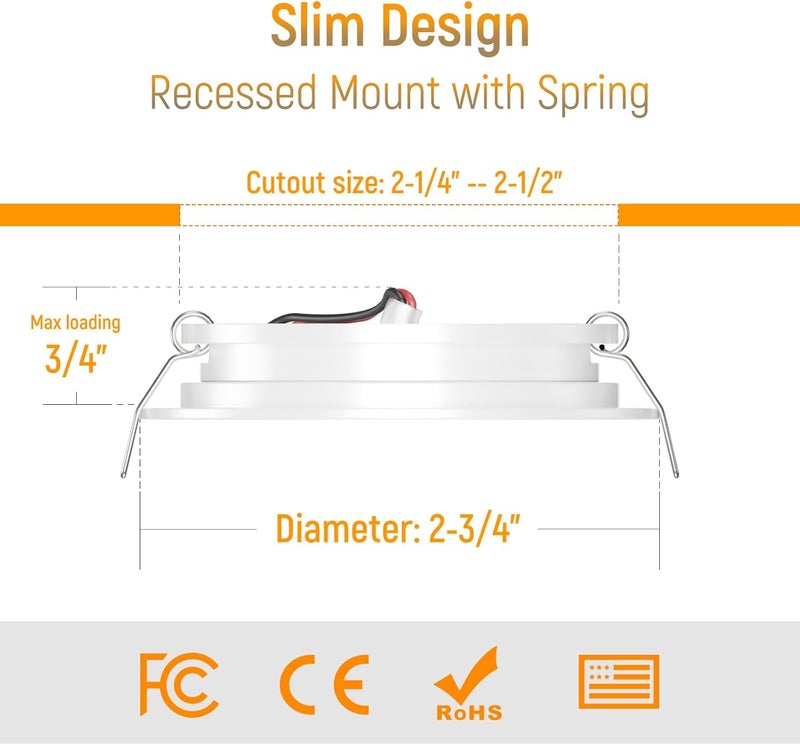 Obeaming 8 Pack 12 Volt LED Puck Light 2.75” RV Recessed Mount Ceiling Light for Camper Van Truck Boat Interior Ceiling Kitchen Cabinet Lighting CRI 93 (Pearly White/Warm White) - Image 2